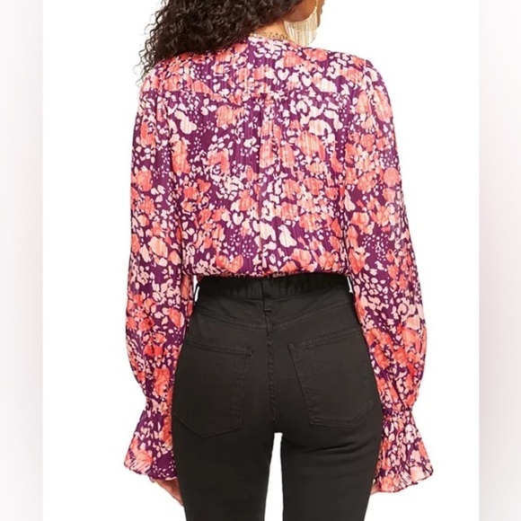 Ramy Brook Melody Floral Wrap Blouse Medium NWT Boho Chiffon - Picture 4 of 15